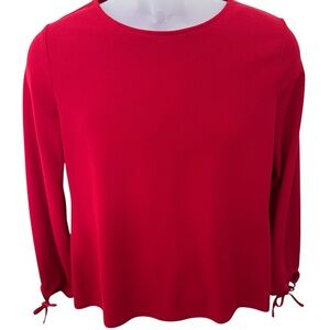 TALBOTS Red Holiday Long Sleeve Blouse Women MP Medium Petite